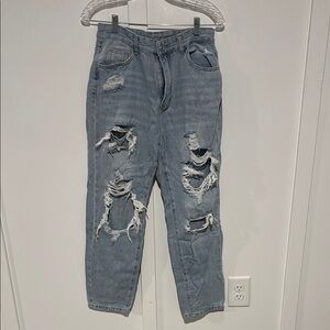 Distressed Blue Jeans